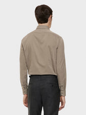 Camicia Slim In Cotone Color Sabbia