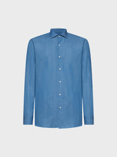 Camicia Classica Slim Fit In Twill Indaco