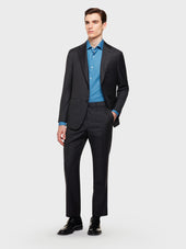 Camicia Classica Slim Fit In Twill Indaco
