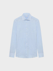 Camicia Slim In Lino Azzurra
