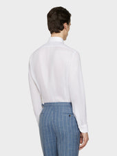 Camicia Slim In Lino Bianca