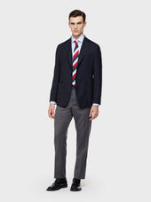 Camicia Classica Slim Fit In Popeline Di Cotone Azzurro A Righe