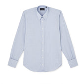 White with Blue Micro Check Tab Collar Shirt