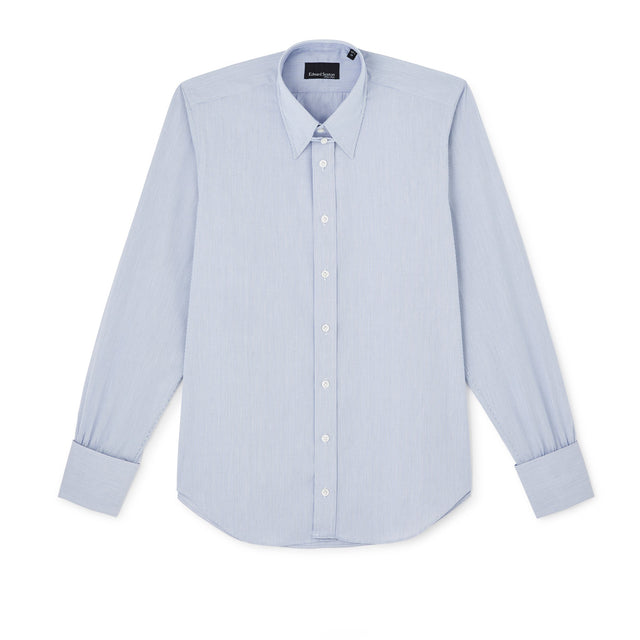 White with Blue Micro Check Tab Collar Shirt