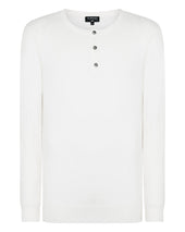 007 Round Neck Cotton Cashmere Henley New White