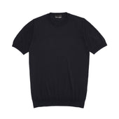 Navy Blue Silk Blend T-Shirt