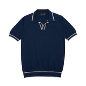 Navy Knitted Polo Shirt
