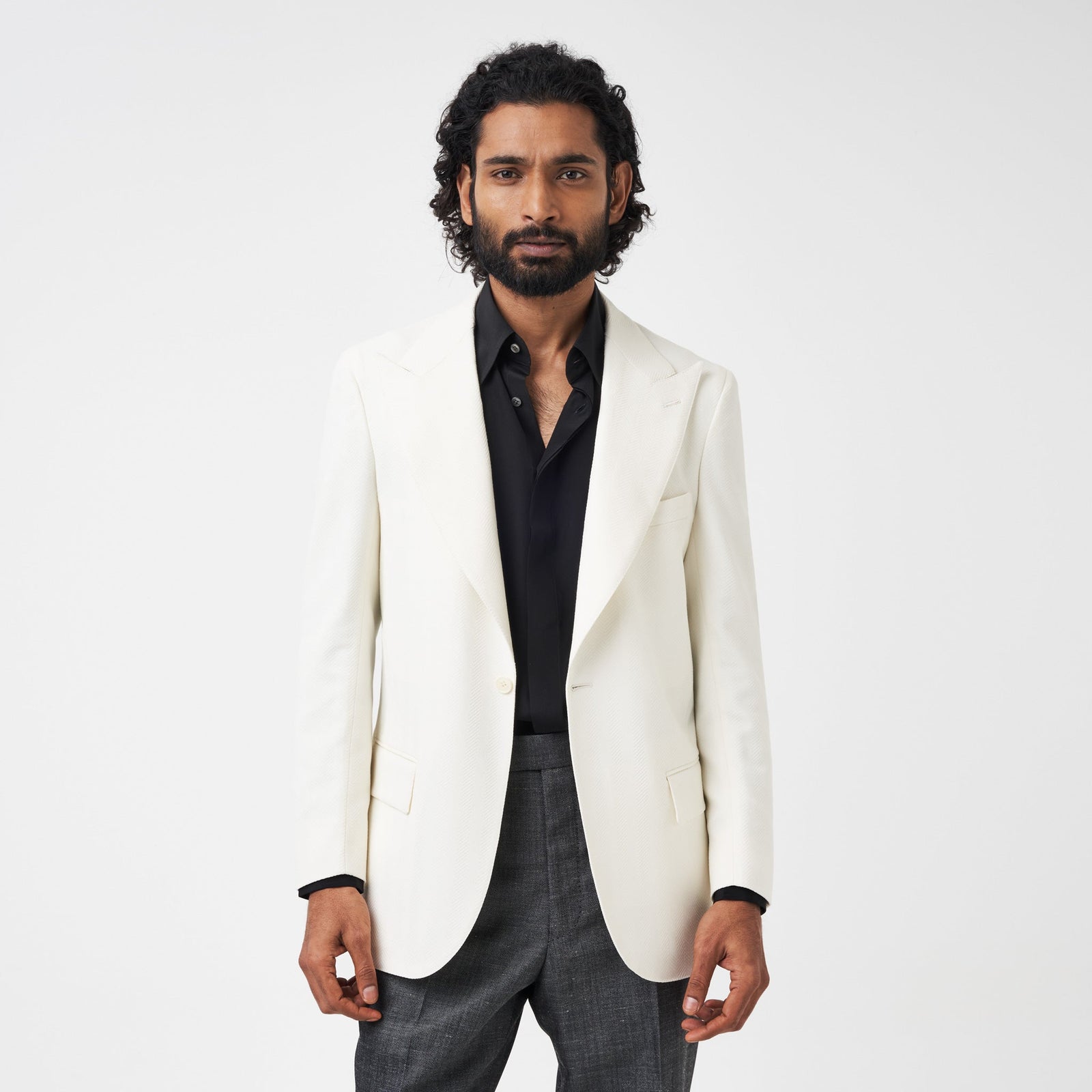 White Chevron Unstructured Jacket
