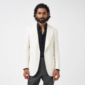 White Chevron Unstructured Jacket