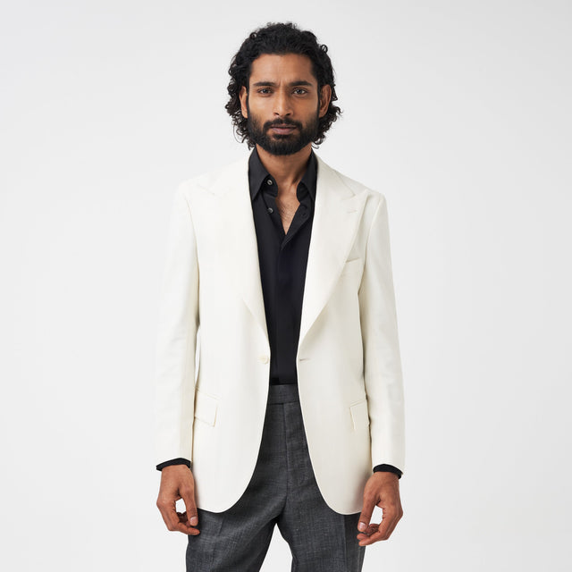 White Chevron Unstructured Jacket