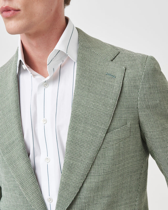 Green Open-Weave Unstructured Jacket