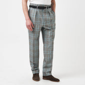 Grey and Teal Prince of Wales Hollywood Trousers