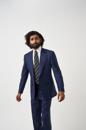 Navy Wide Pinstripe Drape