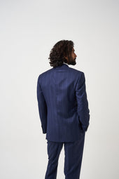 Navy Wide Pinstripe Drape