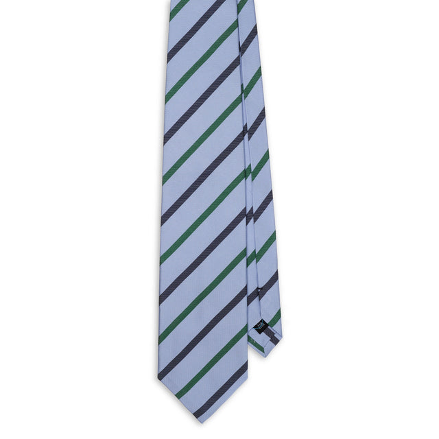 Sky Blue, Green and Navy Reppe Stripe Tie