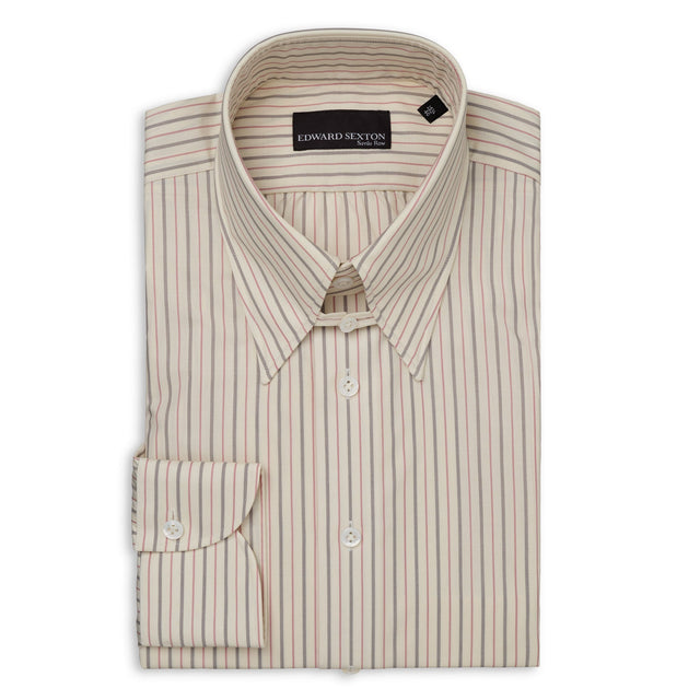 Pink and Grey Stripe Tab Collar Shirt