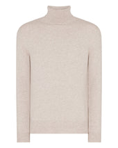 Men's Trafalgar Roll Neck Cashmere Jumper Oatmeal Brown