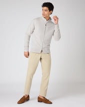 Men's Knightsbridge Full Zip Cashmere Jumper Pebble Grey