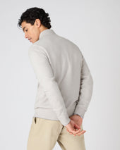 Men's Knightsbridge Full Zip Cashmere Jumper Pebble Grey