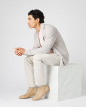 Men's Garrick Shawl Cable Cashmere Cardigan Pebble Grey