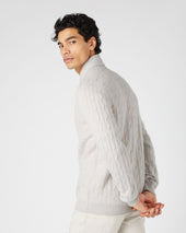 Men's Garrick Shawl Cable Cashmere Cardigan Pebble Grey