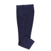 Flat Front Trouser in Navy Stretch Cotton