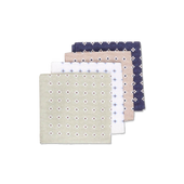 Pocket Square in Printed Navy Linen