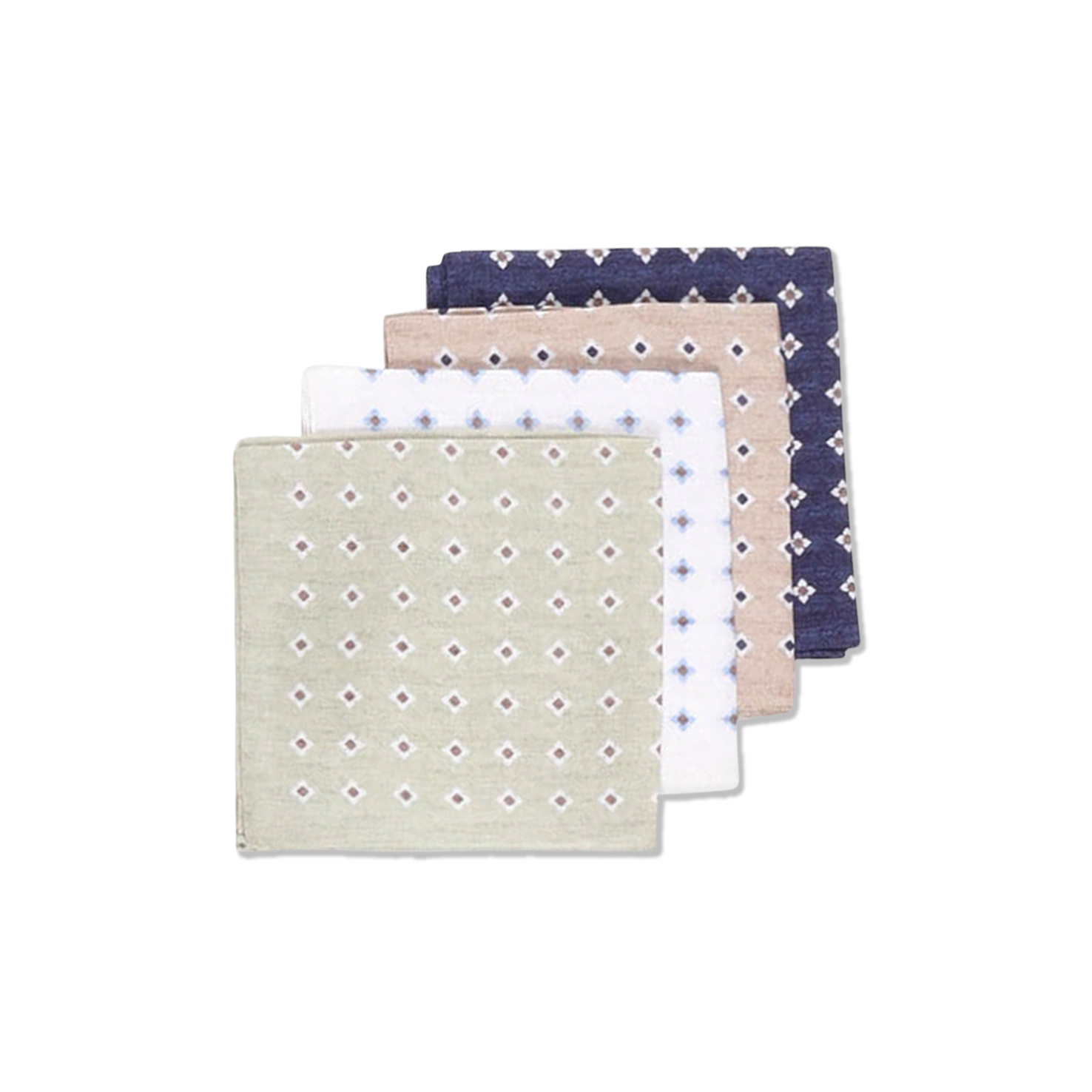 Pocket Square In Printed Green Linen