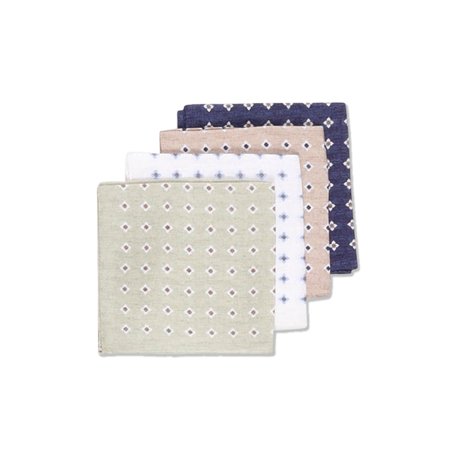 Pocket Square in Printed Sage Green Linen