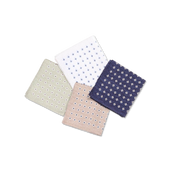 Pocket Square in Printed White Linen