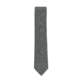Textured Tie In Green Wool Linen Cotton