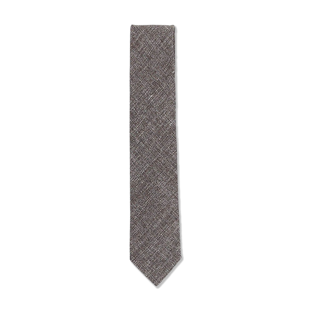 Textured Tie in Brown Wool, Linen & Cotton