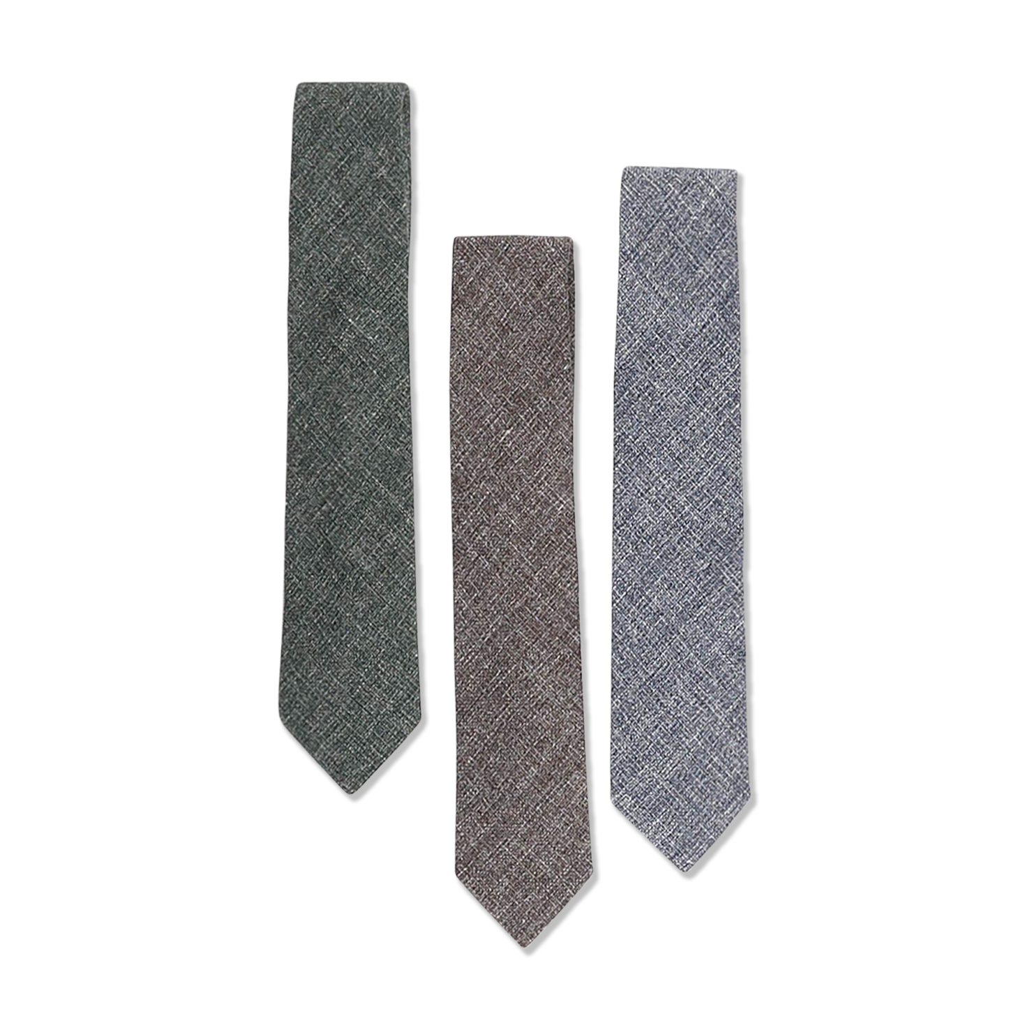 Textured Tie In Green Wool Linen Cotton
