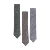 Textured Tie in Green Wool, Linen & Cotton