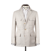 Safari Jacket in Beige Linen Hopsack
