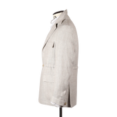 Safari Jacket In Beige Linen Hopsack