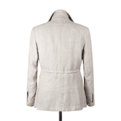 Safari Jacket In Beige Linen Hopsack