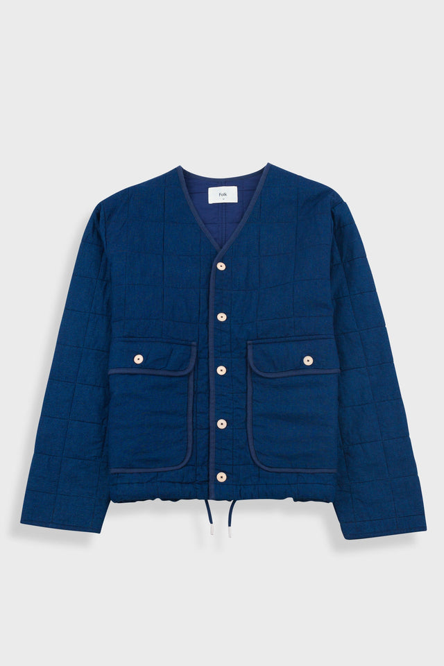 Lightweight Liner Jacket - Indigo Microcheck