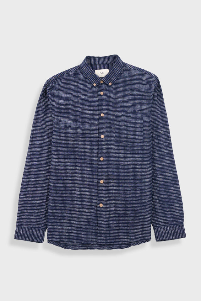 Relaxed Fit Shirt - Navy Textured Stripe