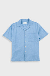 Relaxed Soft Collar Shirt - Indigo Microcheck