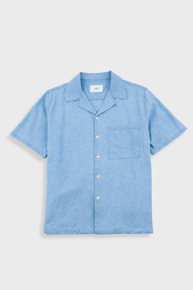 Relaxed Soft Collar Shirt - Indigo Microcheck