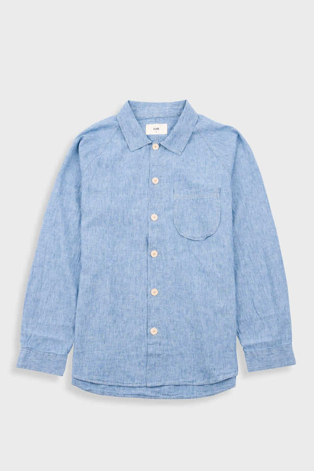 Raglan Shirt - Washed Indigo Stripe