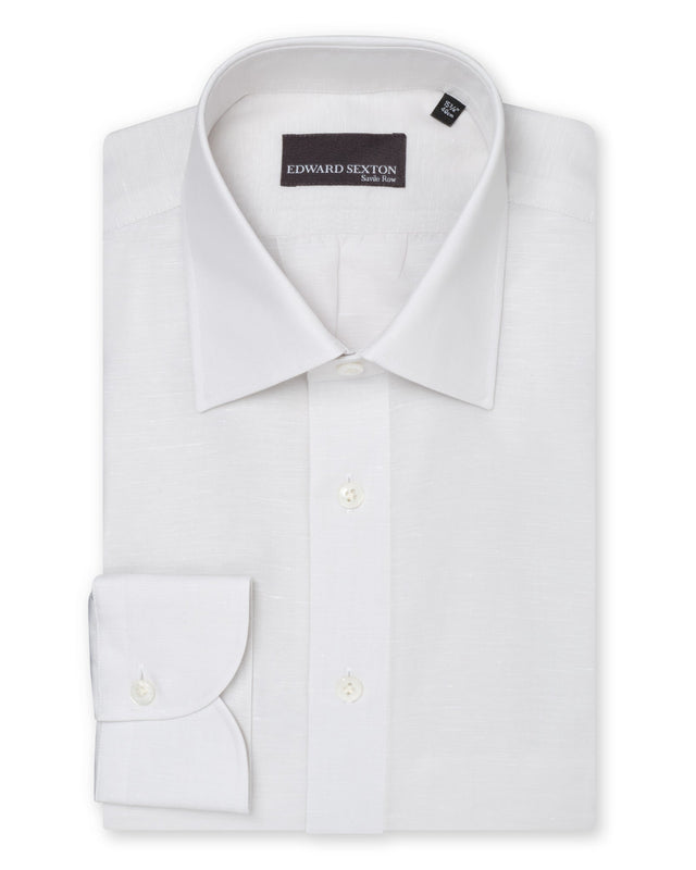 White Linen Blend Shirt