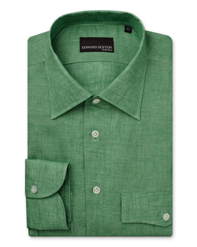 Green Linen Relaxed Fit Shirt