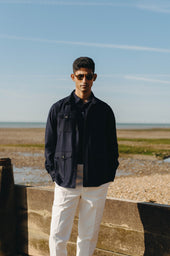 Pure Cashmere Safari Jacket in Navy