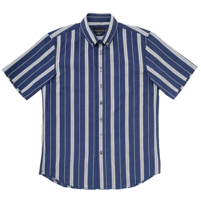Navy Jacquard Stripe S/S Classic Shirt