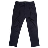 Navy Sateen Pleated Trousers