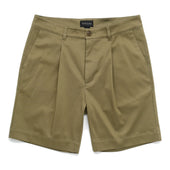 Olive Sateen Pleated Shorts