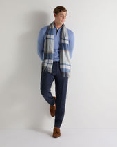 Unisex Cashmere Check Scarf Blue Grey Check