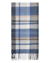 Unisex Cashmere Check Scarf Blue Grey Check